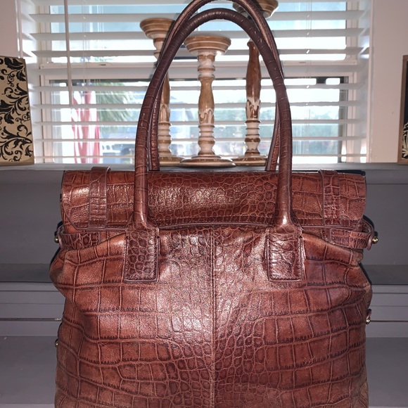 Badgley Mischka Croc Embossed Satchel - Picture 5 of 12